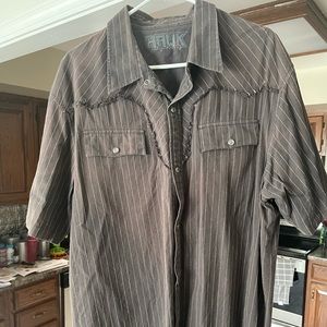 Men’s Tony Hawk S/S Western Style Shirt Pearl Snap, Fringe, Skater